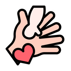 Baby Icon With Line Flat Color Style