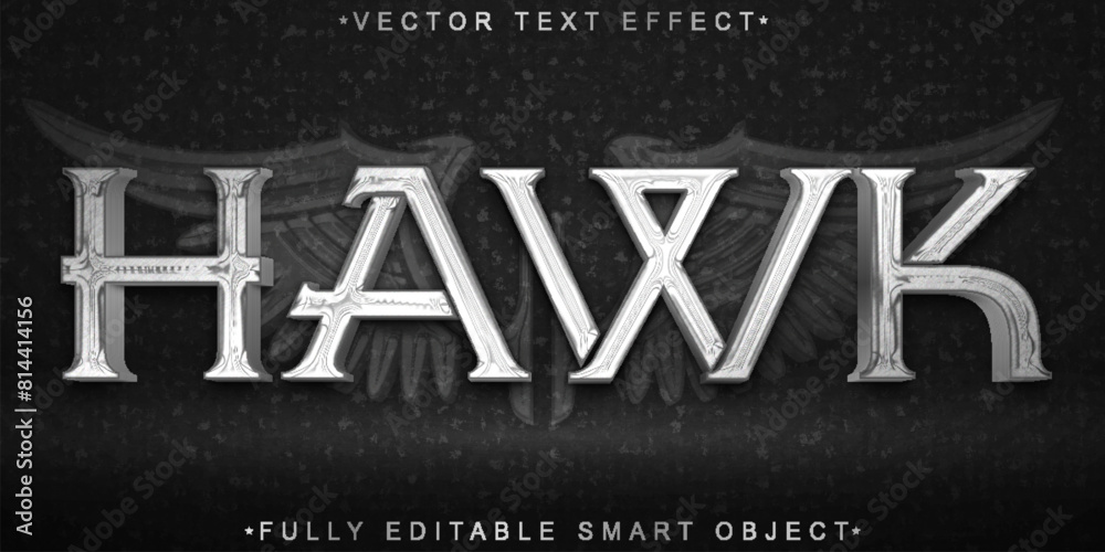 Poster Silver Hawk Vector Fully Editable Smart Object Text Effect