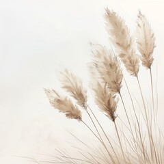 Watercolour Pampas Grass on White Background for Home Decor Inspiration Generative AI