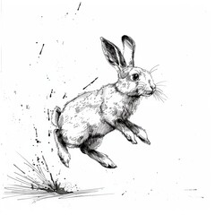 Vibrant Leaping Rabbit Illustration for Chinese-Inspired Designs Generative AI
