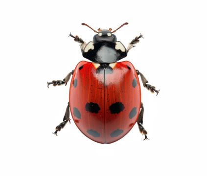 Illustration of a cute red ladybug on a white background, transparent background, png.