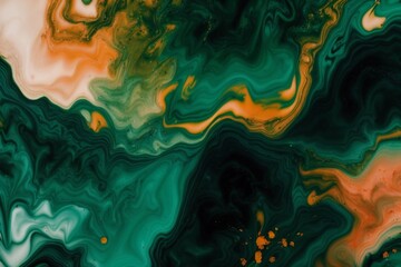 Obraz premium Liquid Paint Green Background Designed with Generative AI