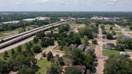 Afternoon view of Interstate 167 as it passes through downtown Alexandria, Louisiana, USA.