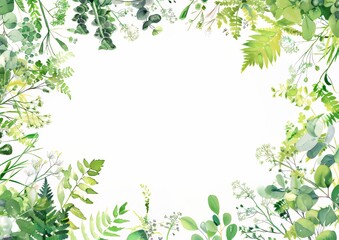 Watercolor Wedding Wreath with Herbs and Thyme Generative AI