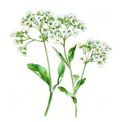 Watercolor Frame with White Alyssum on Isolated Background Generative AI