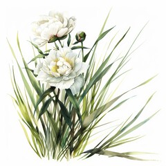 Fototapeta premium Whimsical Garden Scene with White Peony Generative AI