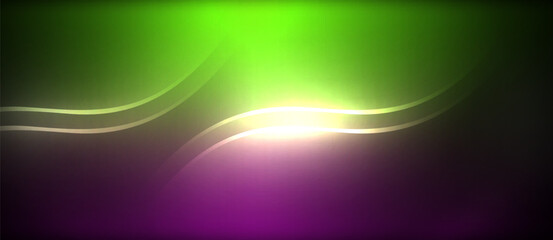 An electric blue and magenta pattern creates a colorful auroralike effect on the green and purple background, resembling a meteorological phenomenon with gaslike graphics