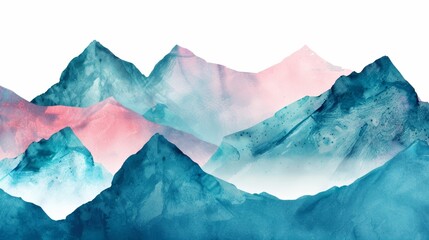 Fototapeta premium Watercolor Mountain Range Landscape Generative AI