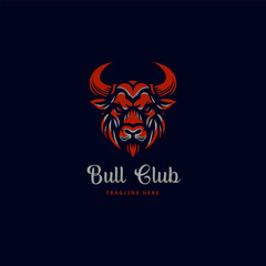 Bull head logo design vector template. Buffalo logo vector illustration. Wild animal logo.
