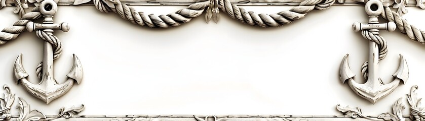 Nautical Themed Frame with Ropes and Anchors Suitable for Maritime Decor Isolated Concept with Copy...