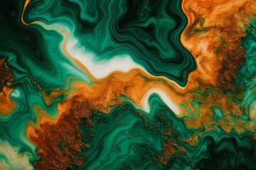 Liquid Paint Green Background Designed with Generative AI