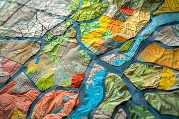 Obraz premium A city map with a river running through it