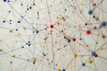 A close up of a bunch of red and black spheres connected by lines