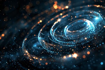 Obraz premium A spiral of colorful spheres with a planet in the center