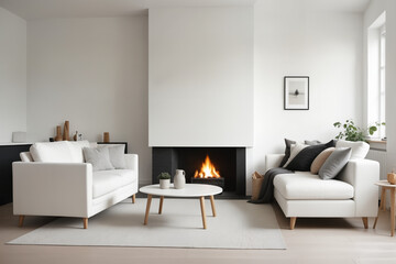 modern living room with fireplace