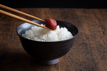 梅干しとご飯　Japanese food
