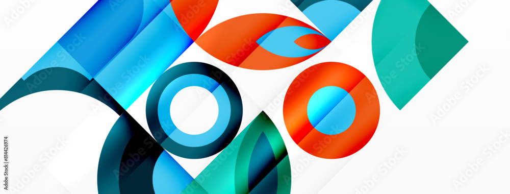 Aufkleber a closeup view of a pattern of colorful geometric shapes in electric blue and various tints and shad