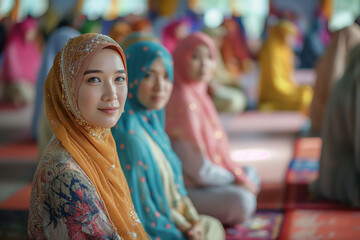 Obraz premium Portrait of south east asia muslim women, morning prayer