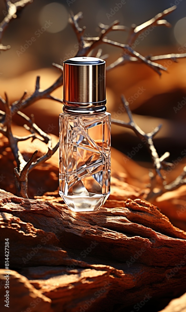 Poster Bottle of dark amber glass with hyaluronic acid