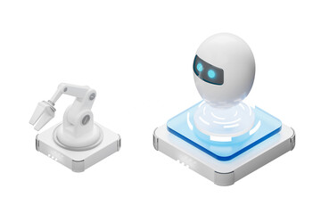 Artificial intelligence with robot arm, 3d illustration, not AI generated, transparent background