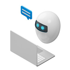 AI chatbot assistant, automatic reply message, 3d illustration, not AI generated, transparent background
