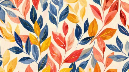 A modern design pattern of leaves with subtle colors and fine lines
