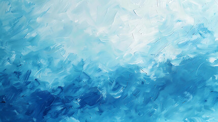 Pastel paint Abstract blue brushstrokes ocean sky water texture blue background. 