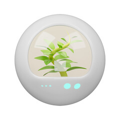 Sci-fi plant in capsule, future technology, 3d illustration, not AI generated, transparent background