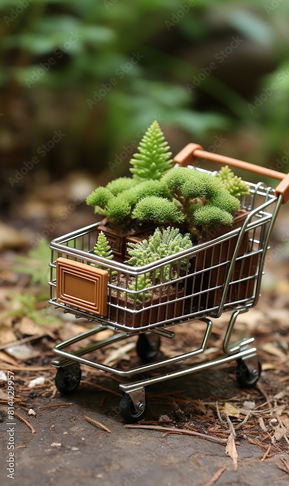 Sticker branches in a cart.