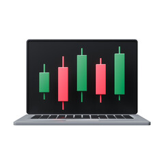 laptop and candlestick , 3d illustration, not AI generated, transparent background