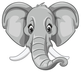 Obraz premium Adorable grey cartoon elephant with big eyes