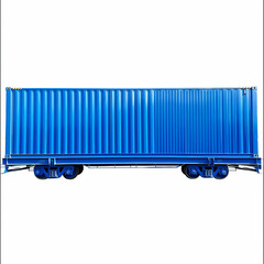 Railway container car, isolated white background.