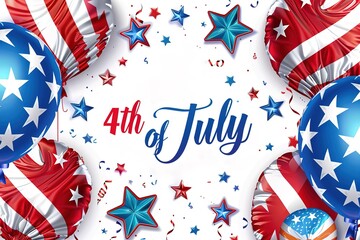 Obraz premium 4th July Independence Day flags with balloons