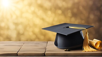 graduation party invitation template with festive background, blank space for text, Graduation cap, mock-up design 