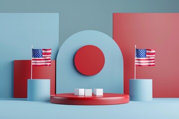 4th of July podium independence day background, 3d rendering