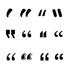 Obraz premium Set of quote mark. Quotes icon vector set. Quotemarks outline, speech marks, inverted commas or talking marks collection. Talk bubble speech icon set with white background.