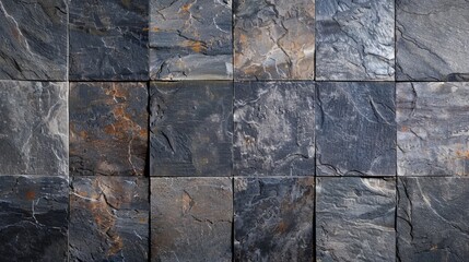 Detailed view from above of a rustic slate tile floor, great for natural-themed graphics,