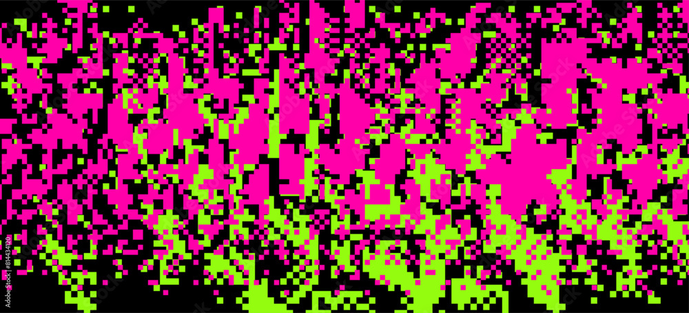 Aufkleber abstract neon pink and green colorful background with pixel glitches.