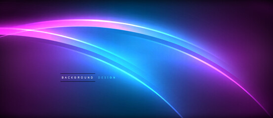 Dynamic neon glowing lines geometric techno background. Vector illustration