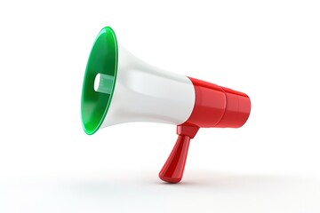 Megaphone with Iranian flag, 3D rendering isolated on white background