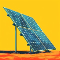 Solar energy flat design side view technology theme cartoon drawing colored pastel