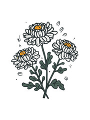 Chrysanthemum Doodle Art: Fun and Quirky Flower Illustration