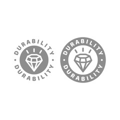 Durability with diamond vector label. Durable material or product stamp sticker.