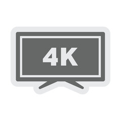 4k resolution tv monitor vector icon. Sticker or label for screen quality.