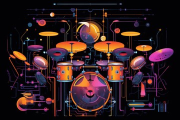Fototapeta premium Illustration of a drums with colorful