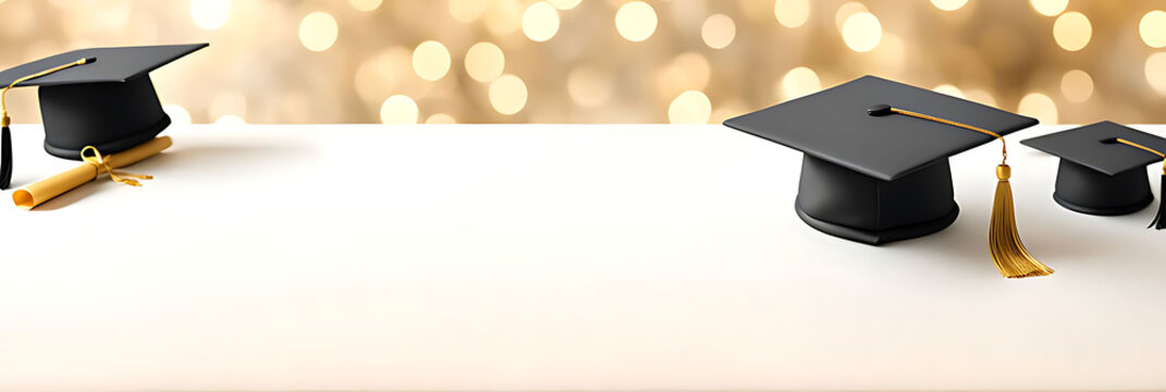 graduation party invitation template with festive background, blank space for text, Graduation cap, mock-up design 