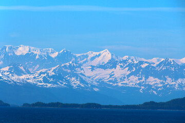 Mountain landscape in the Gulf of Alaska an arm of the Pacific Ocean in southern Alaska between the...