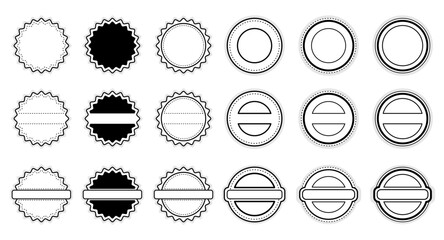 Set of round stamp frames. Vector design isolated on a white background.
