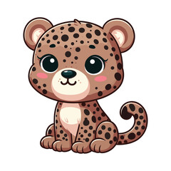 Obraz premium Cute little leopard cartoon sitting vector illustration