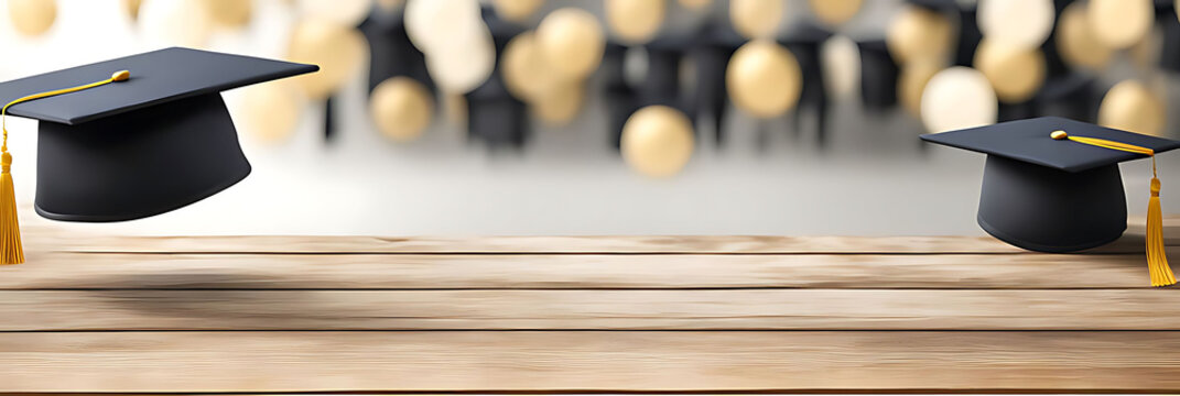 graduation party invitation template with festive background, blank space for text, Graduation cap, mock-up design 